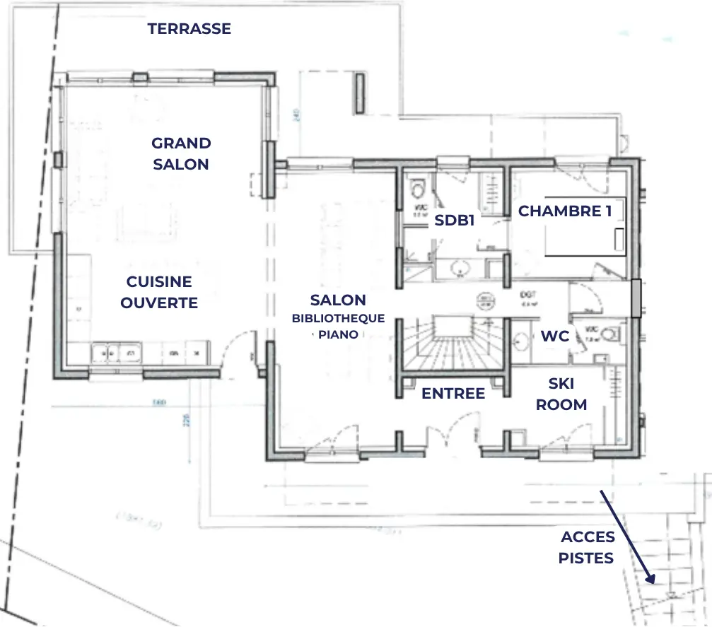plan chalet du Bois Melay niveau 1